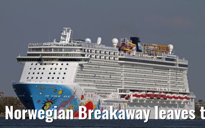 Norwegian Breakaway leaves the port of Rotterdam, April 28, 2013