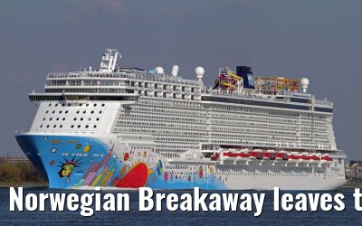 Norwegian Breakaway leaves the port of Rotterdam, April 28, 2013