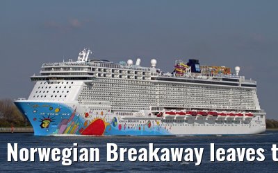 Norwegian Breakaway leaves the port of Rotterdam, April 28, 2013
