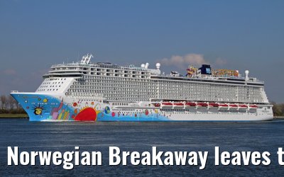 Norwegian Breakaway leaves the port of Rotterdam, April 28, 2013
