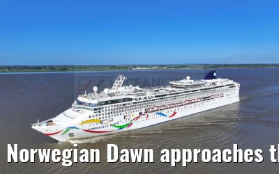 Norwegian Dawn approaches the port of Hamburg 16.07.2023
