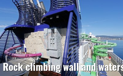 Rock climbing wall and waterslides aboard Norwegian Epic
