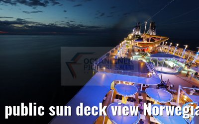 public sun deck view Norwegian Epic at dusk