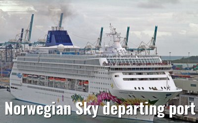 Norwegian Sky departing port of Miami, 06. February 2012