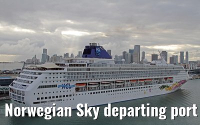 Norwegian Sky departing port of Miami, 06. February 2012