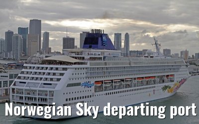 Norwegian Sky departing port of Miami, 06. February 2012