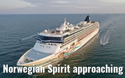Norwegian Spirit approaching port of Warnemuende 08.08.2019
