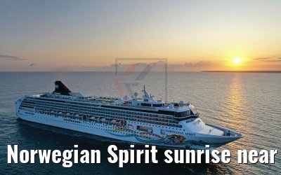 Norwegian Spirit sunrise near Warnemuende cruise port 08.08.2019