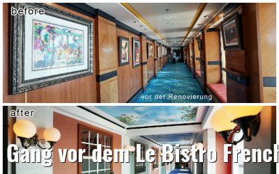 Gang vor dem Le Bistro French Restaurant Norwegian Star