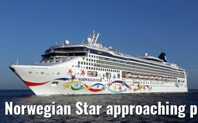 Norwegian Star approaching port of Warnemuende 22. July 2014