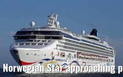 Norwegian Star approaching port of Warnemuende 22. July 2014