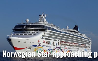 Norwegian Star approaching port of Warnemuende 22. July 2014