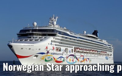 Norwegian Star approaching port of Warnemuende 22. July 2014