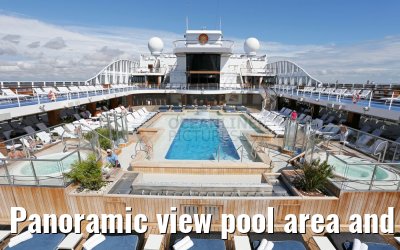 Panoramic view pool area and sun deck MS Riviera