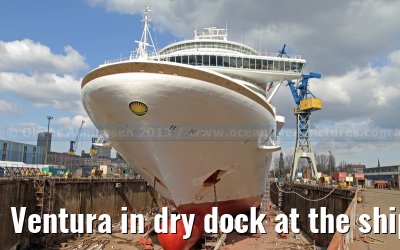 Ventura in dry dock at the shipyard in Hamburg