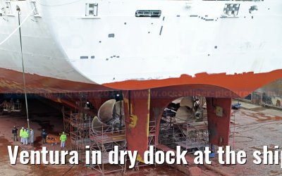 Ventura in dry dock at the shipyard in Hamburg