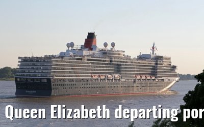 Queen Elizabeth departing port of Hamburg 02. July 2015