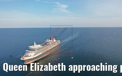 Queen Elizabeth approaching port of Warnemuende 22.08.2019