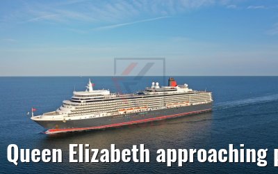 Queen Elizabeth approaching port of Warnemuende 22.08.2019