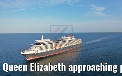 Queen Elizabeth approaching port of Warnemuende 22.08.2019