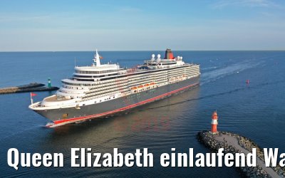 Queen Elizabeth einlaufend Warnemünde mit Molen 22.08.2019