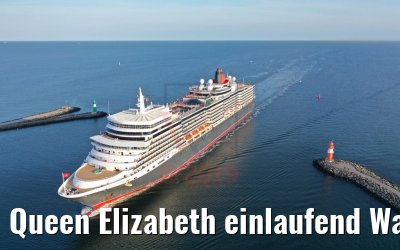 Queen Elizabeth einlaufend Warnemünde mit Molen 22.08.2019