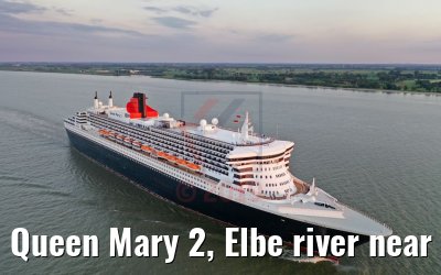 Queen Mary 2, Elbe river near Glueckstadt 21.06.2019