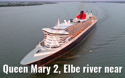 Queen Mary 2, Elbe river near Glueckstadt 21.06.2019