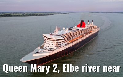 Queen Mary 2, Elbe river near Glueckstadt 21.06.2019