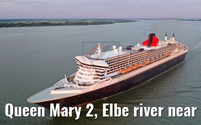 Queen Mary 2, Elbe river near Glueckstadt 21.06.2019
