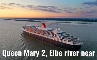 Queen Mary 2, Elbe river near Glueckstadt 21.06.2019