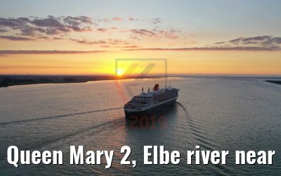 Queen Mary 2, Elbe river near Glueckstadt 21.06.2019