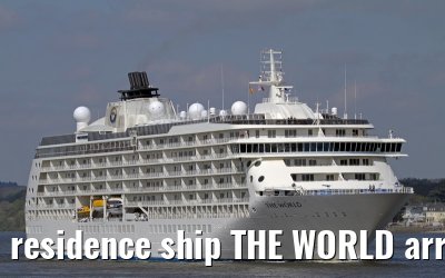 residence ship THE WORLD arriving in Hamburg on May 05, 2013