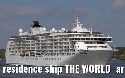 residence ship THE WORLD  arriving in Hamburg on May 05, 2013