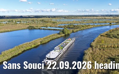 Sans Souci 22.09.2026 heading to Loitz, Peene river