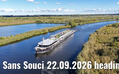 Sans Souci 22.09.2026 heading to Loitz, Peene river