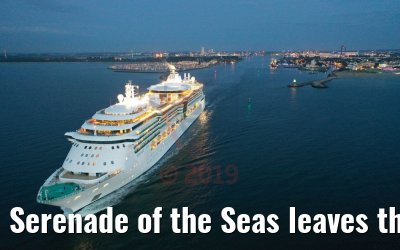 Serenade of the Seas leaves the port of Warnemuende 07.08.2019