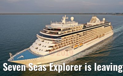 Seven Seas Explorer is leaving the port of Warnemuende 07.08.2019