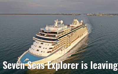Seven Seas Explorer is leaving the port of Warnemuende 07.08.2019