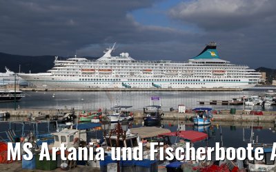 MS Artania und Fischerboote Ajaccio, Korsika, 19.12.2015