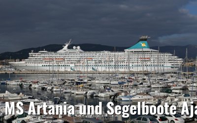 MS Artania und Segelboote Ajaccio, Korsika 19.12.2015