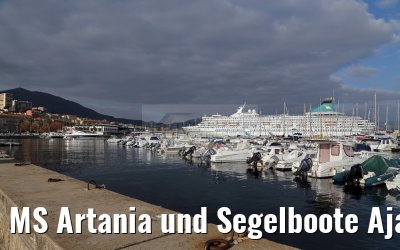 MS Artania und Segelboote Ajaccio, Korsika 19.12.2015