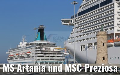 MS Artania und MSC Preziosa in Civitavecchia