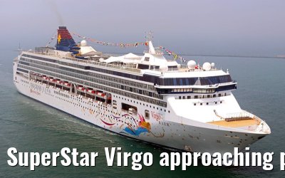 SuperStar Virgo approaching port of Kaohsiung, Taiwan, 08. April 2014