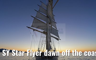 SY Star Flyer dawn off the coast of Southern France 21.09.2015