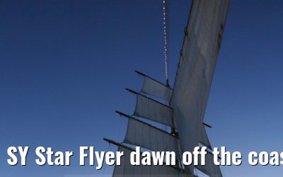 SY Star Flyer dawn off the coast of Southern France 21.09.2015