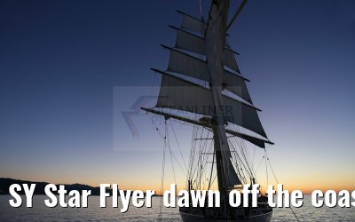 SY Star Flyer dawn off the coast of Southern France 21.09.2015