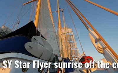 SY Star Flyer sunrise off the coast of Monaco 21.09.2015