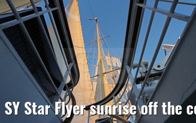 SY Star Flyer sunrise off the coast of Monaco 21.09.2015