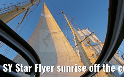 SY Star Flyer sunrise off the coast of Monaco 21.09.2015